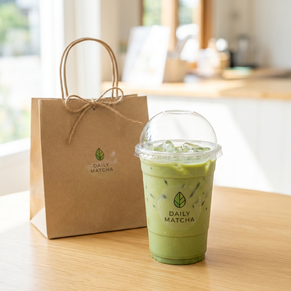 แพ็คเกจจิ้งสำหรับเดลิเวอรี่ แก้วพร้อมฝาและถุงกระดาษ