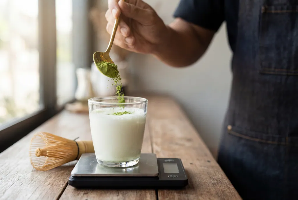 Precise matcha preparation with a digital scale
