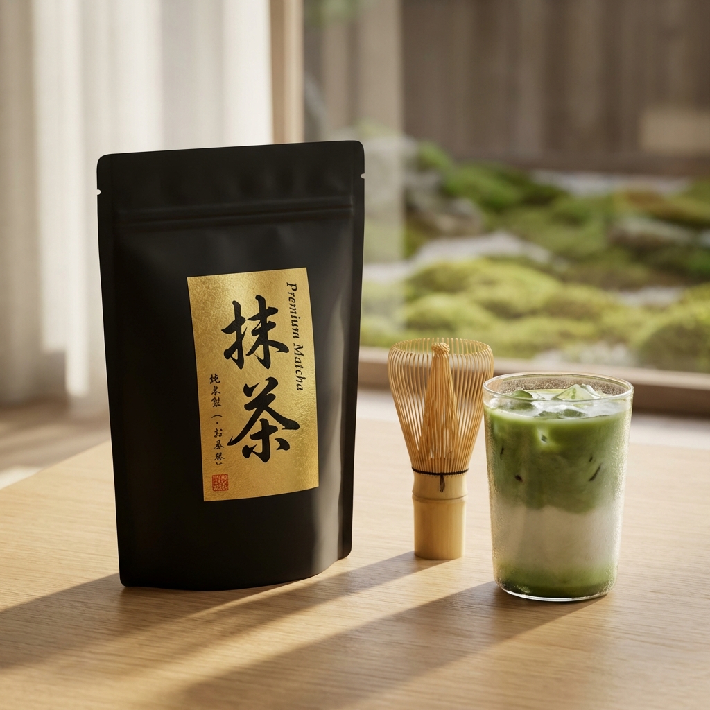 ผงมัทฉะเกรดพิธีพรีเมียม พร้อมแก้วมัทฉะลาเต้